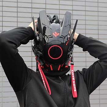 サイバー マスク コスプレ Amazon.co.jp: LEDライト付きブラックサイバーパンクマスク 黒